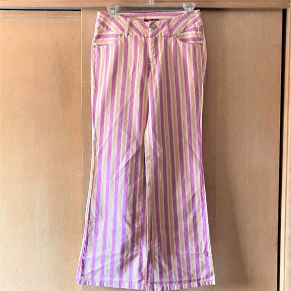 Junior's Sz XS Capsize Pinstripe Canvas Flare Leg - Picture 1 of 5